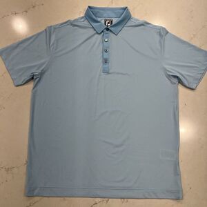 FootJoy FJ Golf Shirt Mens XL Light Blue Polo‎ Micro Stripe Athletic Fit Lisle